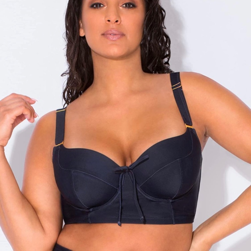 Women's Plus-Size Long Lined Underwire Bikini Top